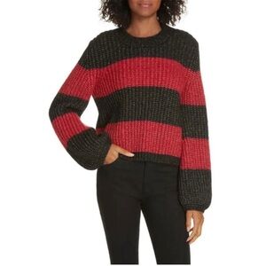 La Ligne Striped Black and Red Women's Sweater small
